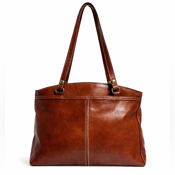 Patricia Nash Brown Poppy Tote Leather structured Shoulder Bag - Picture 2 of 12